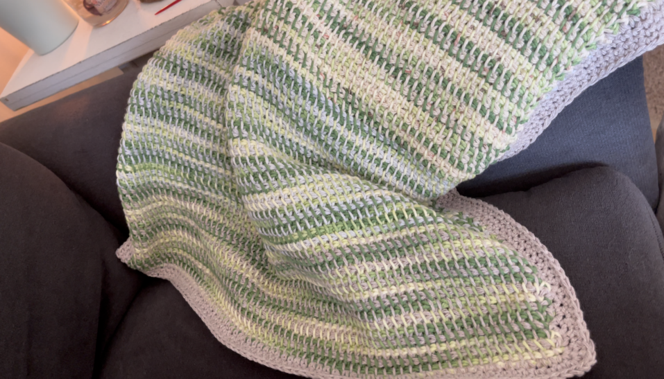 Loom Knit Baby Blanket With Crochet Edging PATTERN.