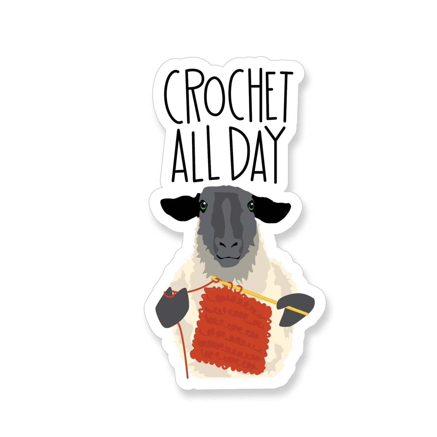 Apartment 2 Cards Crochet All Day Sheep Vinyl Sticker Sticker