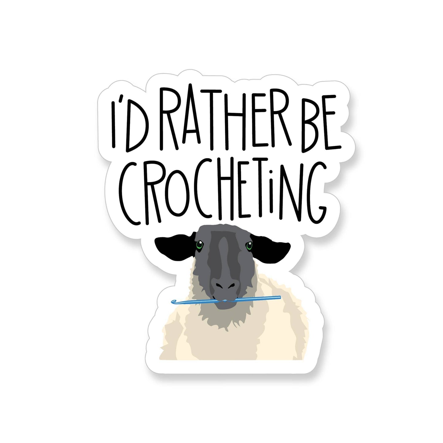 Apartment 2 Cards I'd Rather Be Crocheting Sheep Vinyl Sticker Sticker