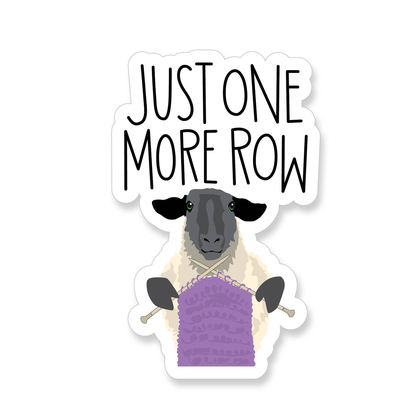 Apartment 2 Cards Just One More Row Knitting Sheep Vinyl Sticker Sticker