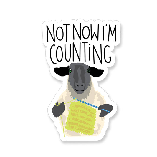Apartment 2 Cards Not Now I'm Counting Crocheting Sheep Vinyl Sticker Sticker