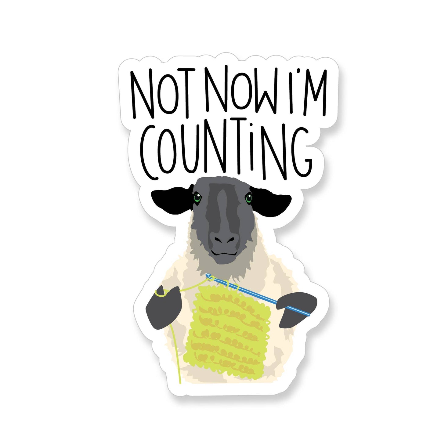 Apartment 2 Cards Not Now I'm Counting Crocheting Sheep Vinyl Sticker Sticker