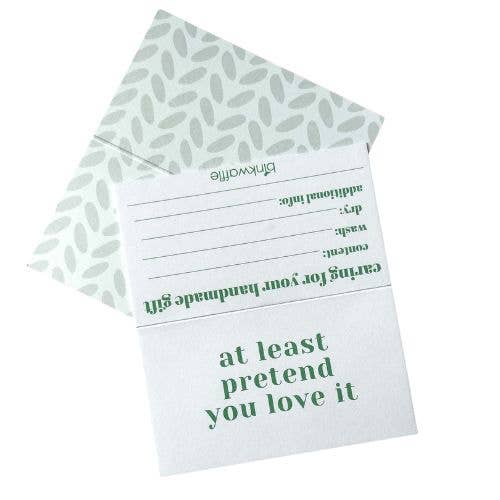 binkwaffle "At Least Pretend You Love It"  Care Instruction Cards Paper products