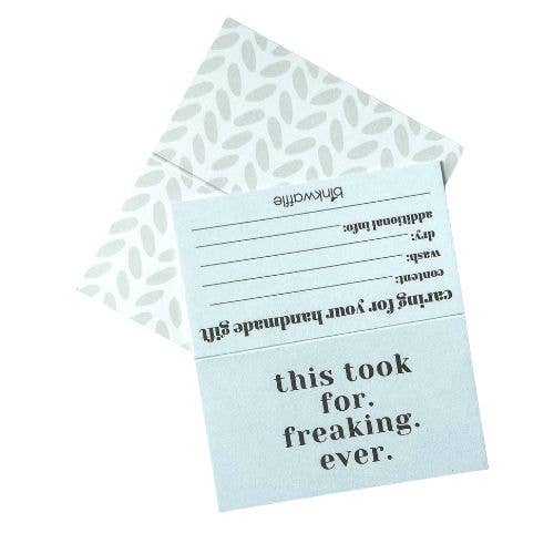 binkwaffle "This Took For. Freaking. Ever."  Care Instruction Cards Paper products