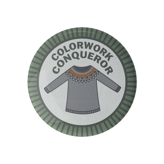 Camp Stitchwood Colorwork Conqueror Knitting Merit Badge Pin