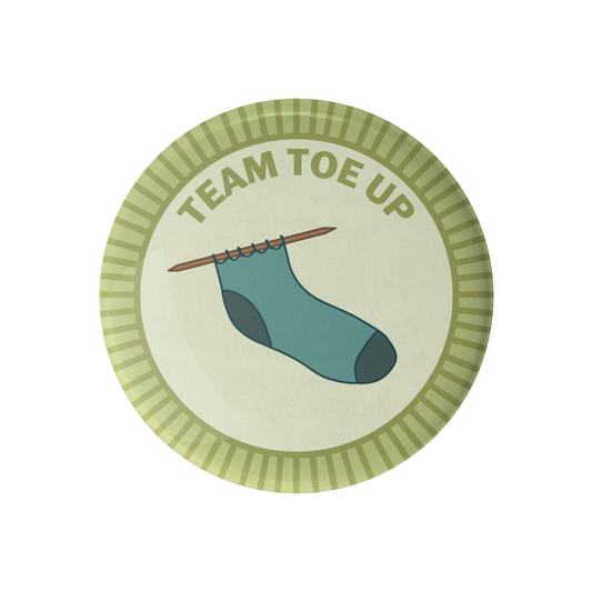 Camp Stitchwood Team Toe Up Merit Badge Pin