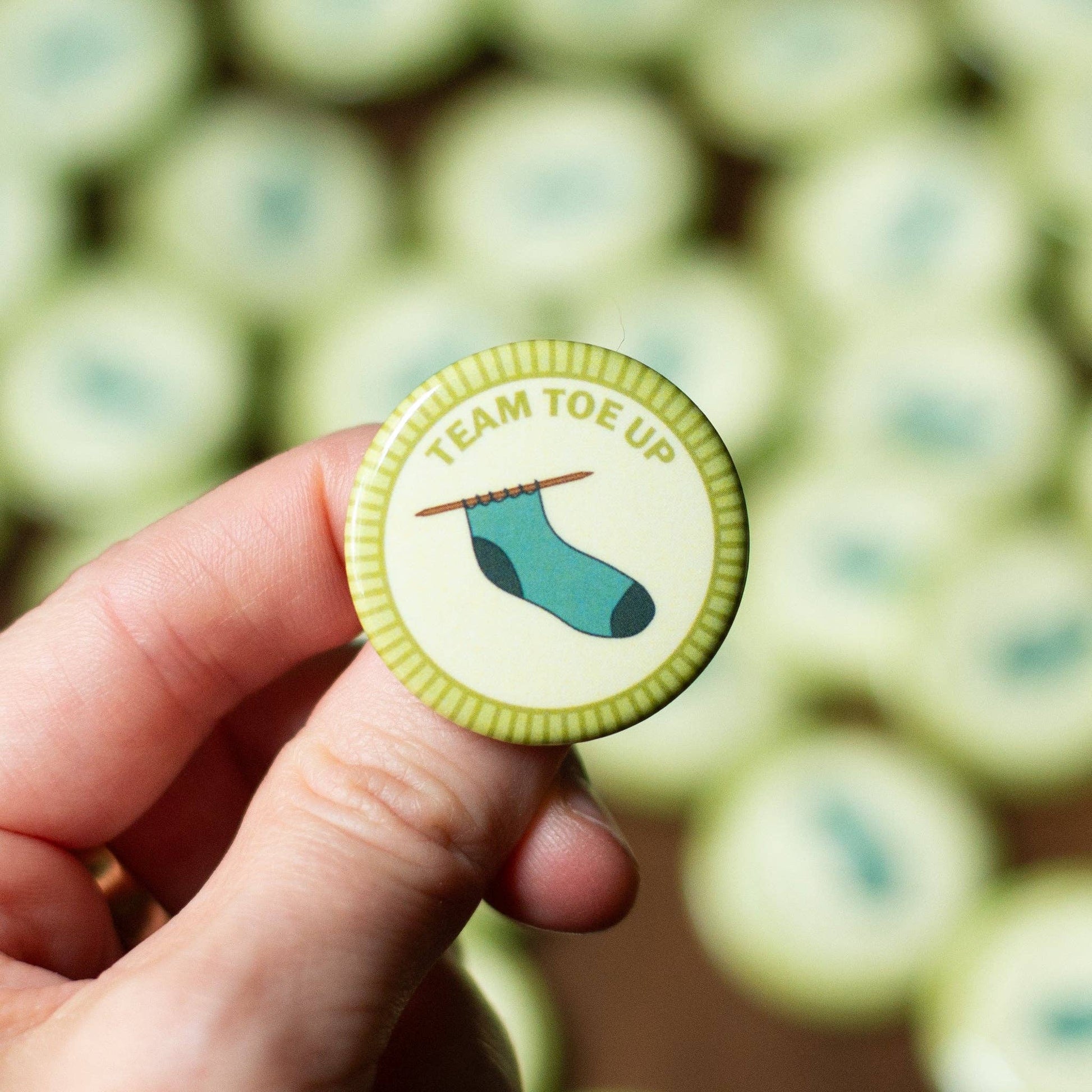 Camp Stitchwood Team Toe Up Merit Badge Pin