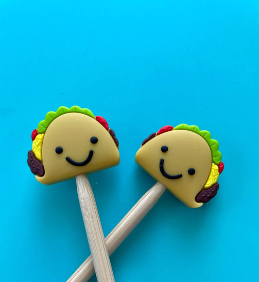 Comma Craft Co Kawaii Smiling Taco Food Gifts for Knitters Point Protectors
