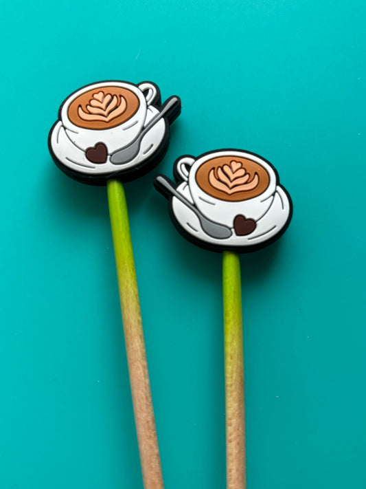 Comma Craft Co Knitting needle point protectors - Latte Art Coffee Bean Notions and Tools