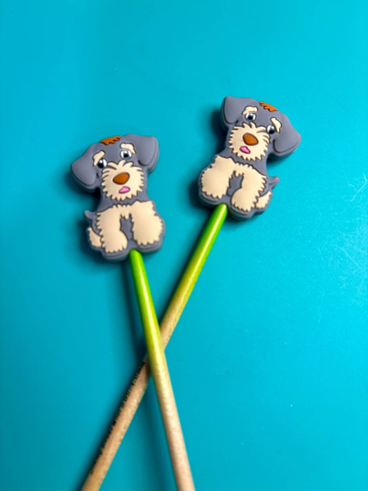 Comma Craft Co Knitting Needle Point Protectors Schnauzer Dog Puppy Pet Notions and Tools