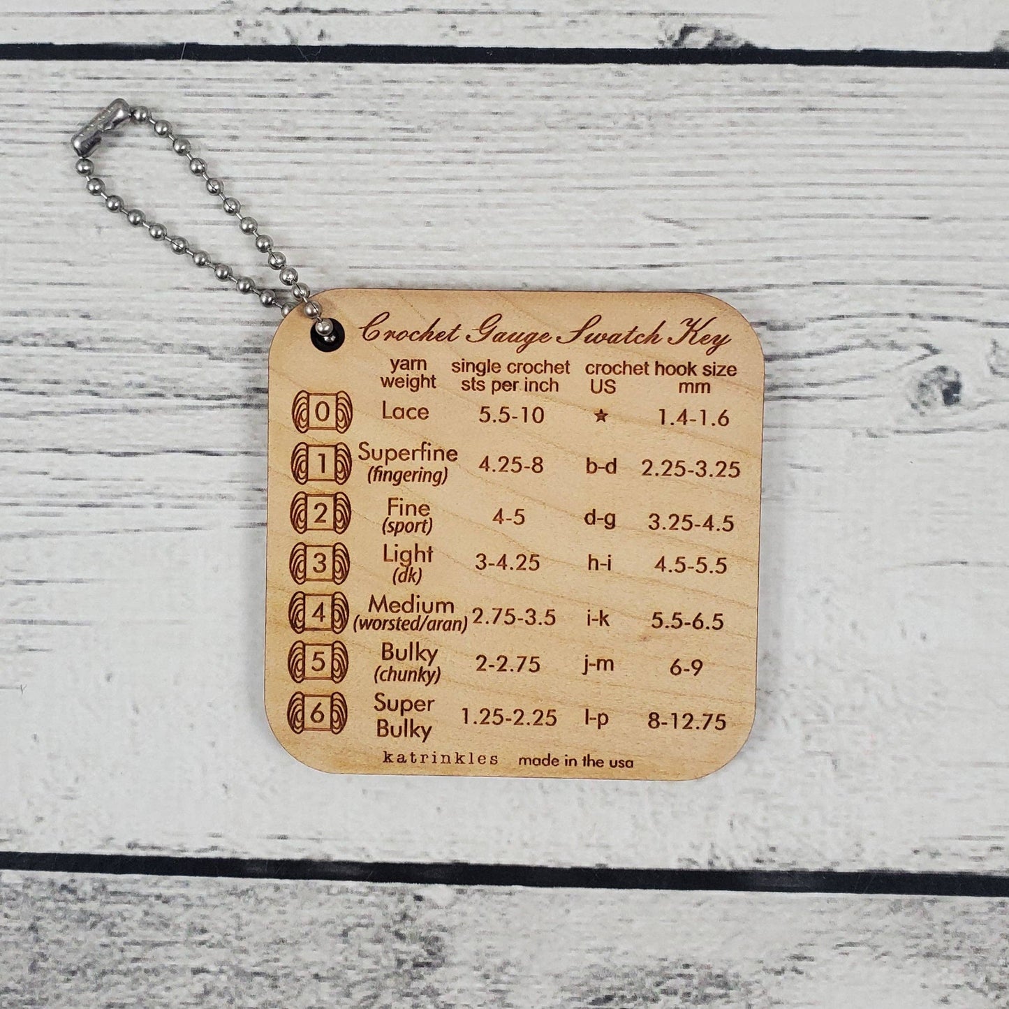 Katrinkles Crochet Gauge Swatch Key Mini Tool Mini Tool