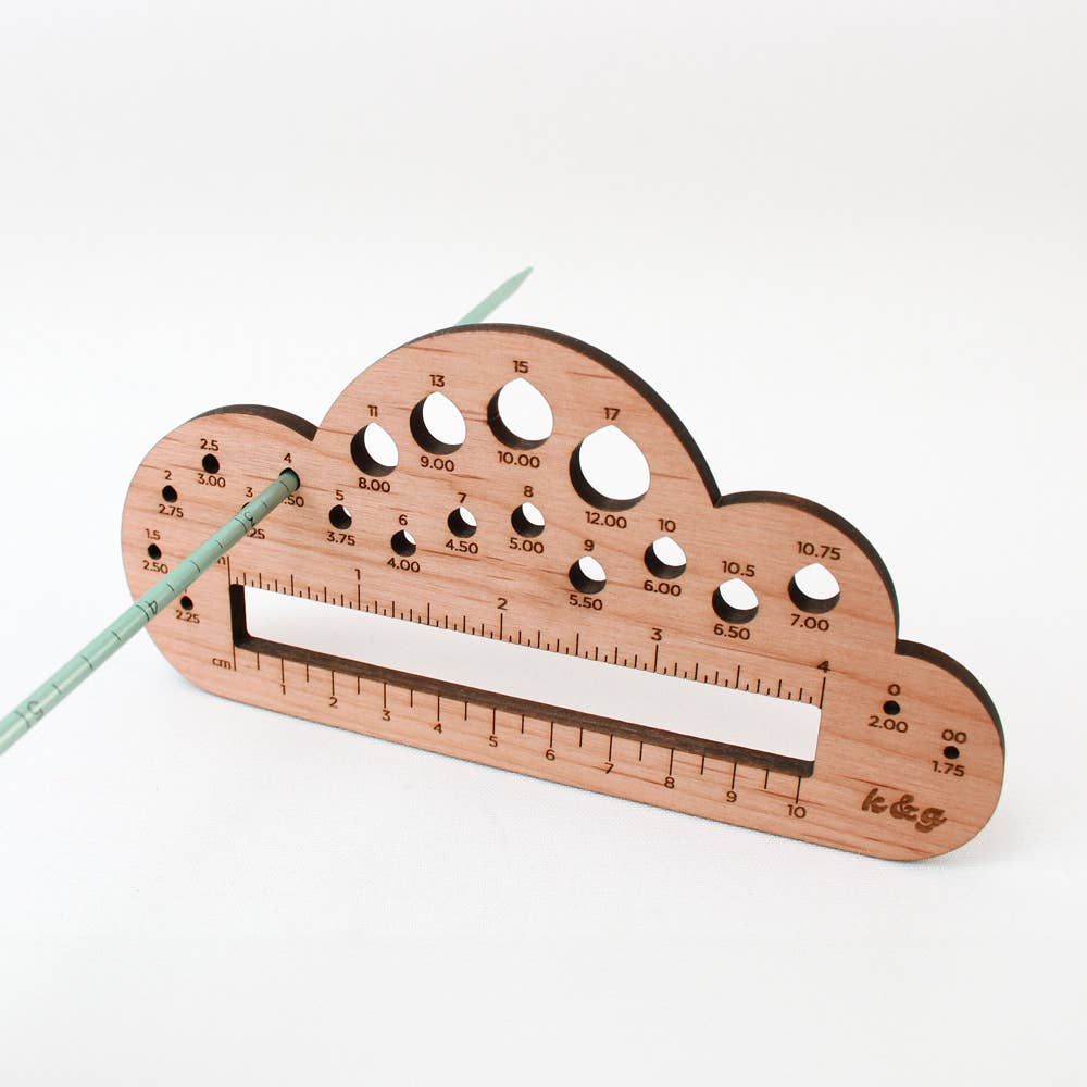 Knit & Gather 4" Cloud Knitting Needle Gauge Tool Gauge Rulers