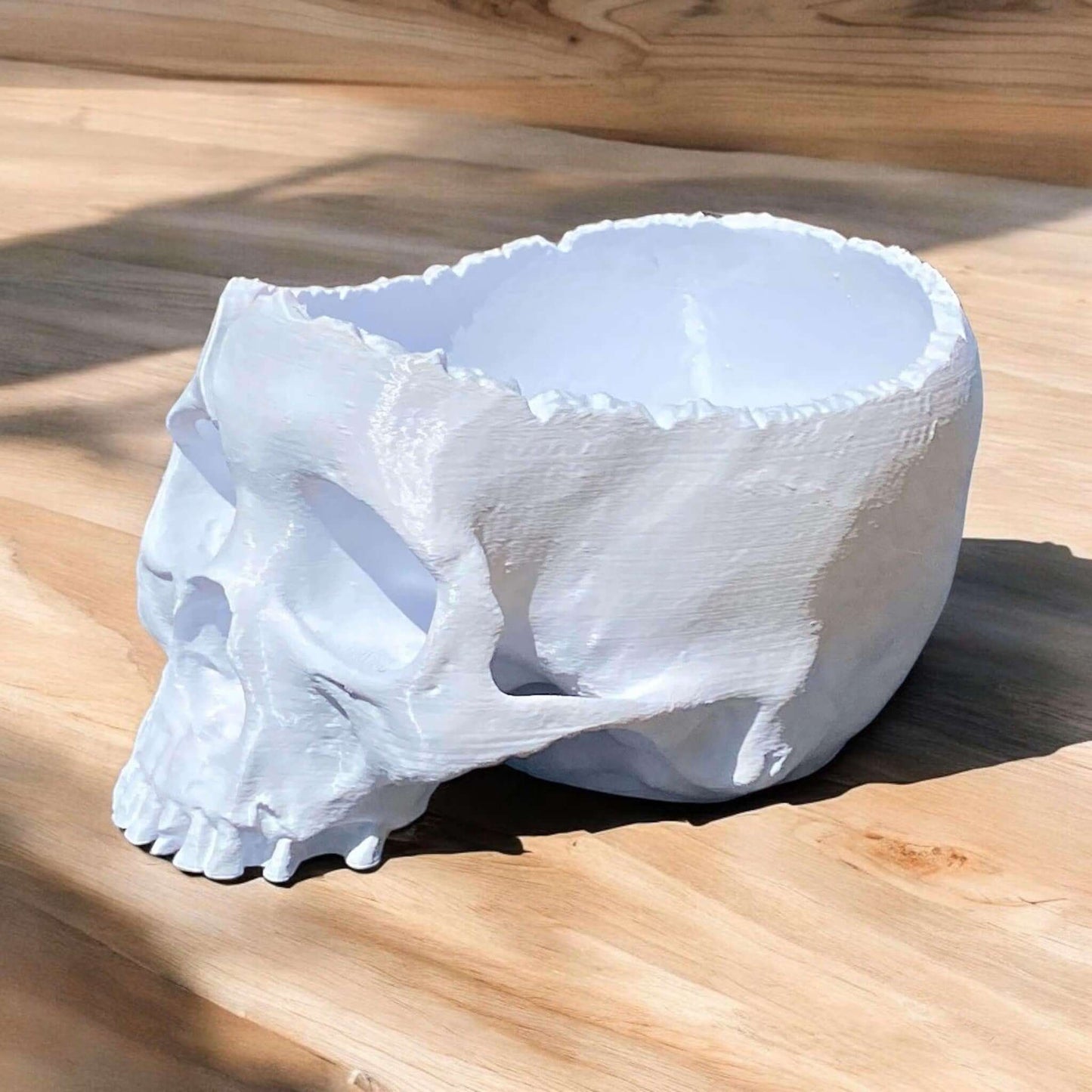 Loops And Layers White Gothic Skull Yarn Holder - 3D Printed
