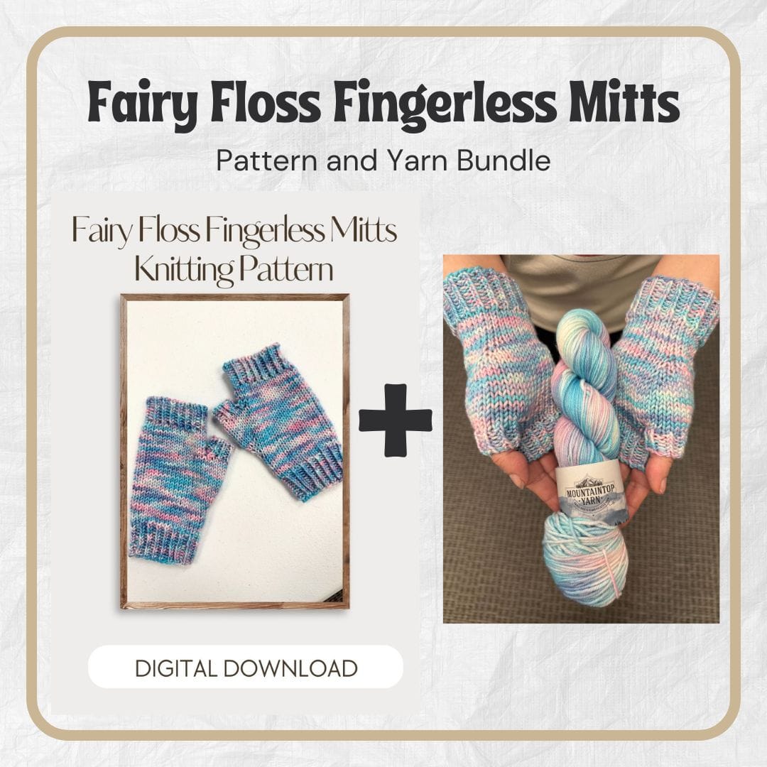 Mountaintop Yarn Fairy Floss Fingerless Mitts Bundle Craft Kits
