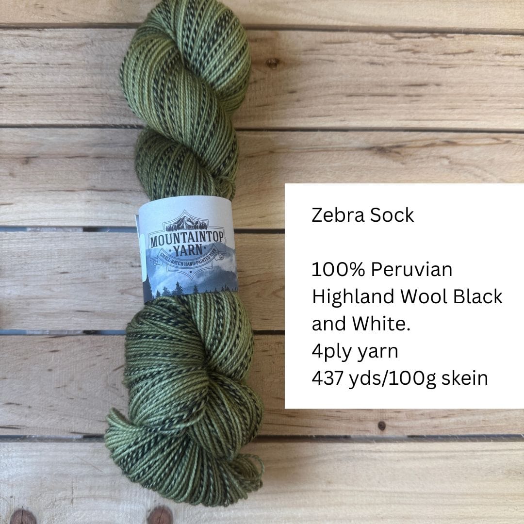 Mountaintop Yarn Zebra Sock Just This Batch - Avocado Yarn