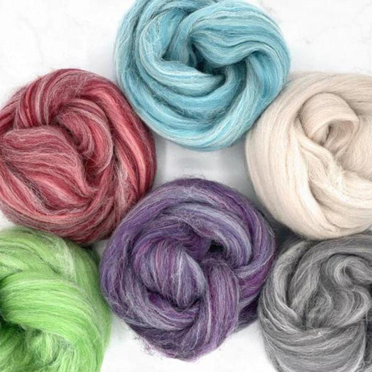 Revolution Fibers Cascade Range Variety Pack | 6 Super Soft, Luxurious Blended Colors Wool Roving
