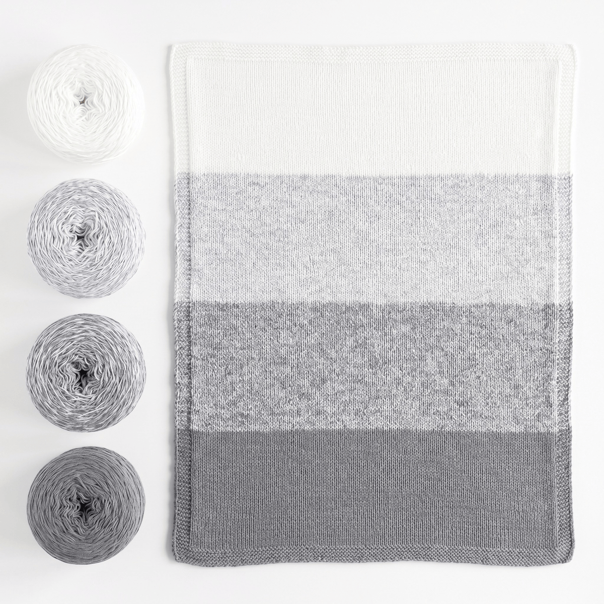 Revolution Fibers Helios Gray Baby Bloom | Gradient Yarn Baby Blanket Kit Knitting Kits