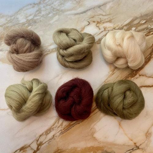 Revolution Fibers Shetland Collection | Mocha Mushroom Bundle of Dyed Wool Tops | 150 Grams, 29 Micron Wool Roving