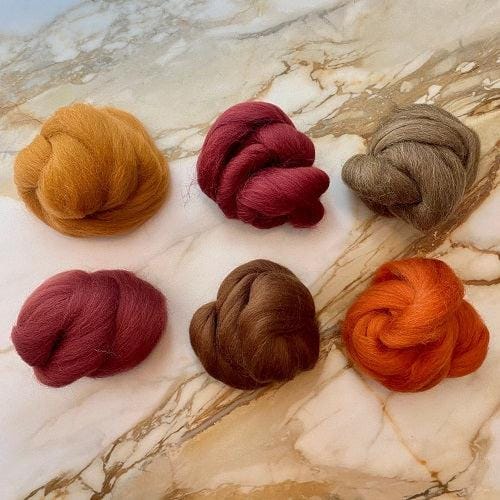 Revolution Fibers Shetland Collection | Toasted Terra Cotta Bundle of Dyed Wool Tops | 150 Grams, 29 Micron Wool Roving