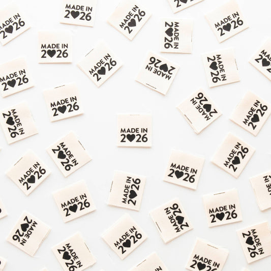 Sarah Hearts Made in 2026 Organic Cotton Centerfold Labels Labels