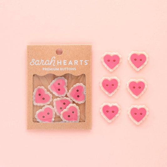 Sarah Hearts Pink Sweet Heart Large 1" Buttons Button