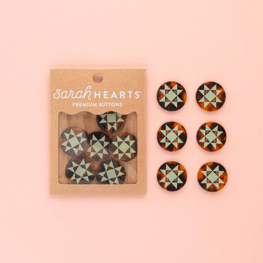 Sarah Hearts Quilt Star Large 1" Buttons Button