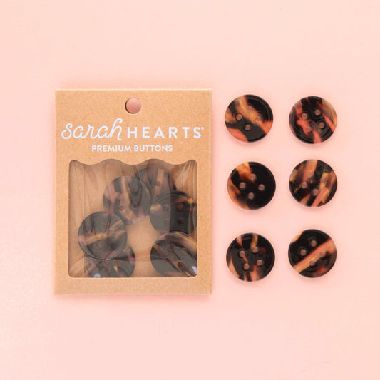 Sarah Hearts Tortoise Shell Large 1" Buttons Button