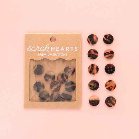 Sarah Hearts Tortoise Shell Small 5/8" Buttons Button