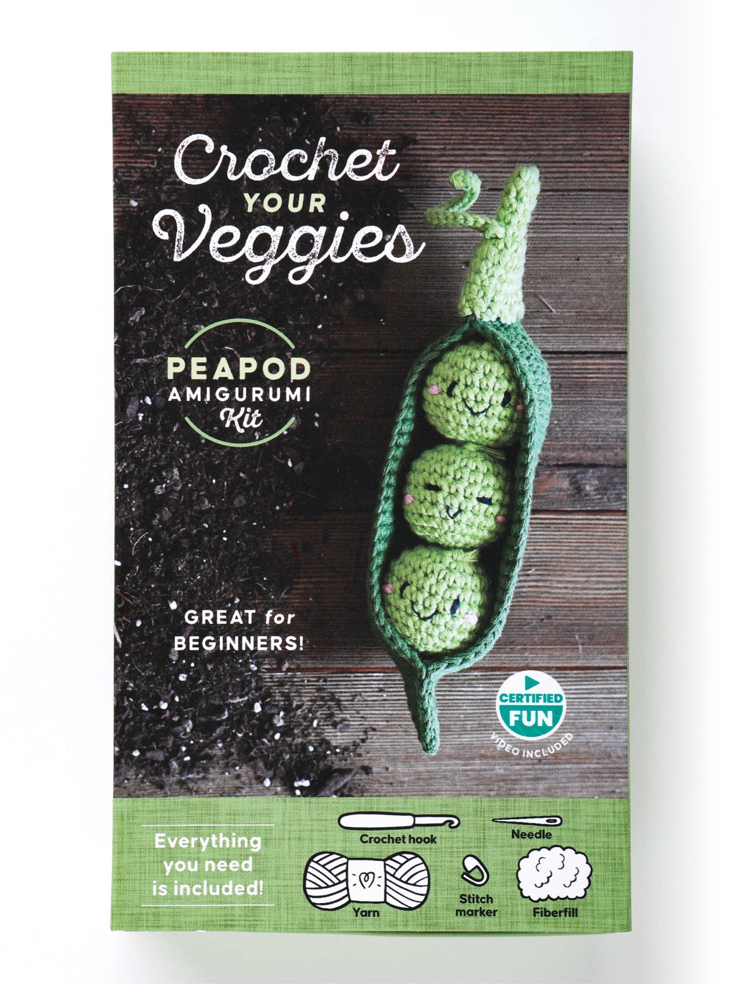 Schiffer Publishing Crochet Your Veggies Amigurumi Kit Peapod Craft Kits