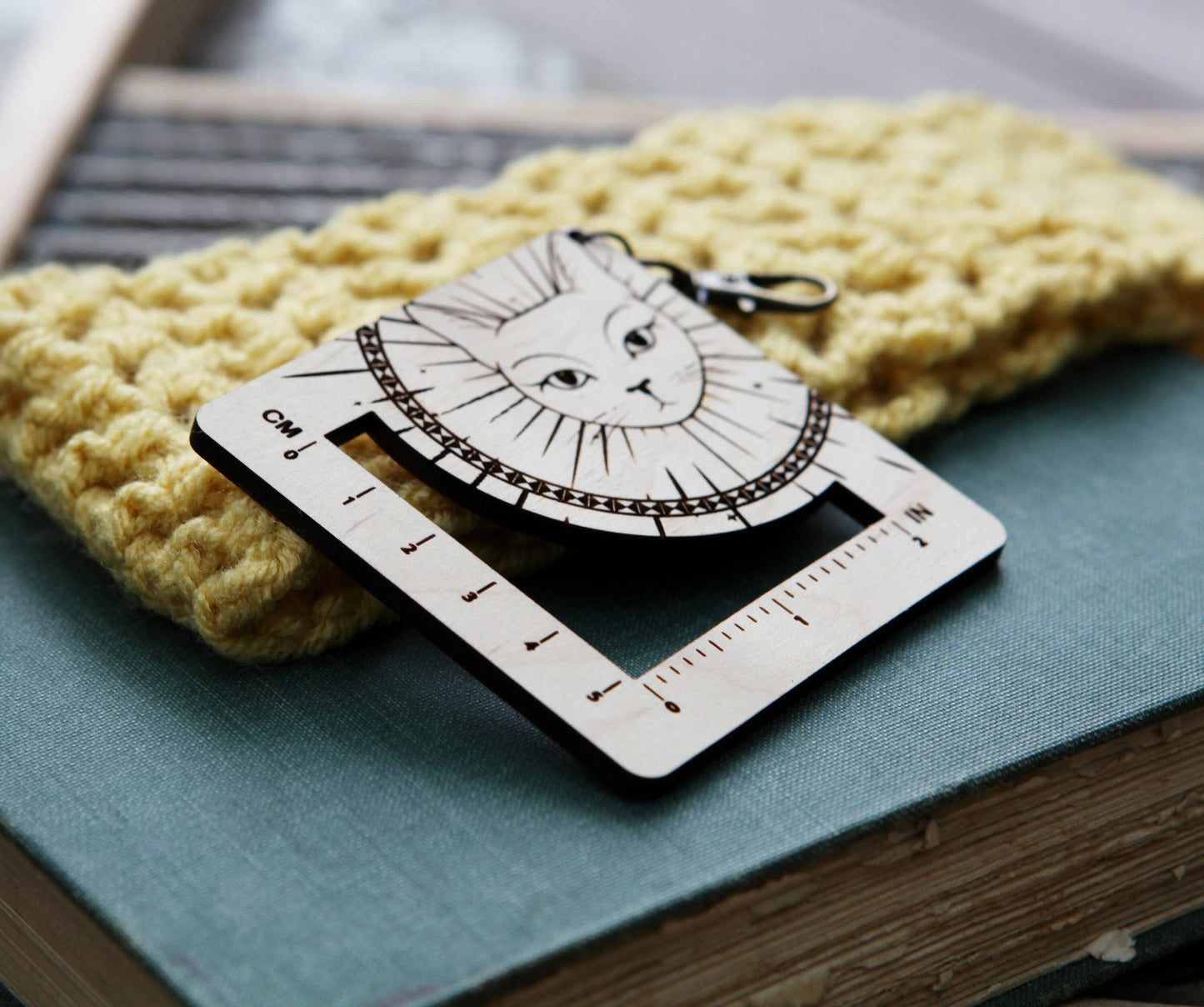 Sunrise Grove Witchy Cat Gauge Swatch Ruler for Knitting & Crochet Gauge Rulers