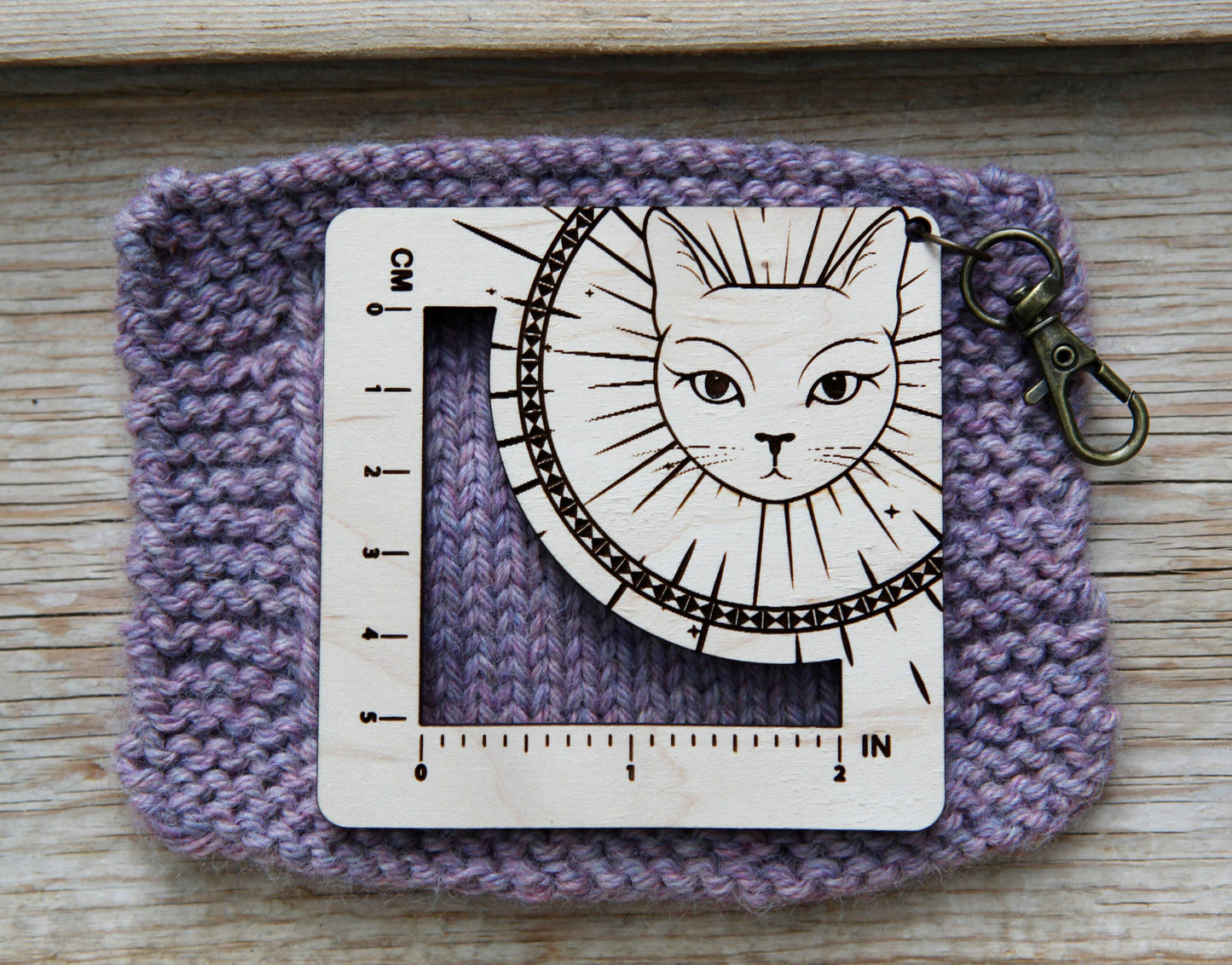 Sunrise Grove Witchy Cat Gauge Swatch Ruler for Knitting & Crochet Gauge Rulers
