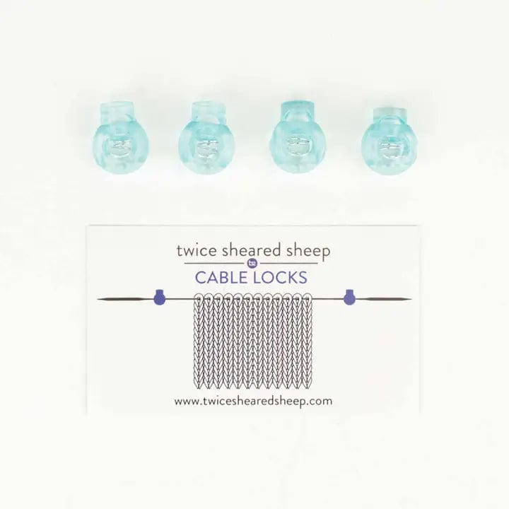 Twice Sheared Sheep Blue - Small (up to US 4) Cable Locks - Circular Needle Cord Stops - 2 Pair Notions and Tools