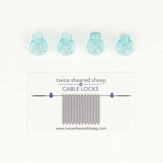 Twice Sheared Sheep Blue - Small (up to US 4) Cable Locks - Circular Needle Cord Stops - 2 Pair Notions and Tools