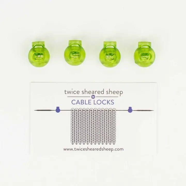 Twice Sheared Sheep Green - Small (up to US 4) Cable Locks - Circular Needle Cord Stops - 2 Pair Notions and Tools