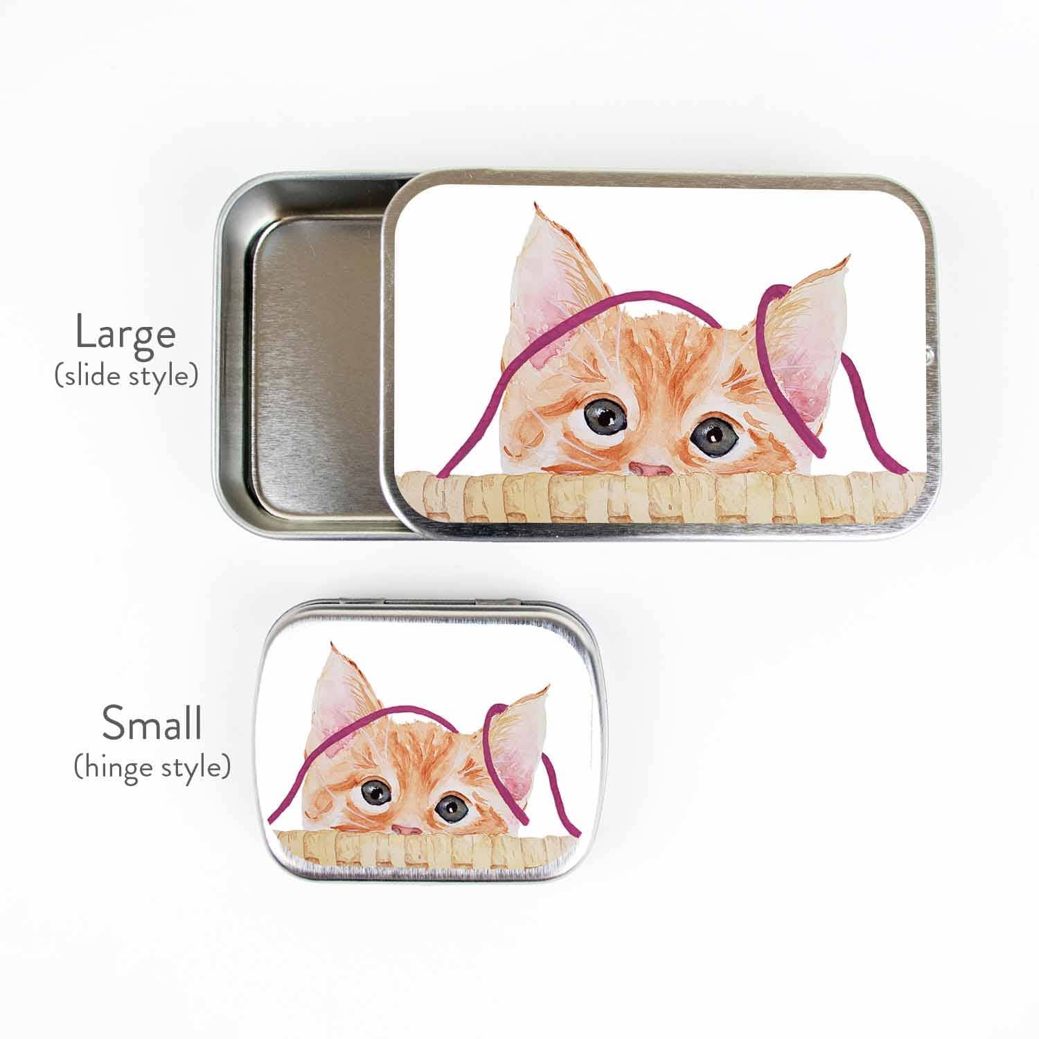 Twice Sheared Sheep Kitten Stitch Marker Storage Tin Notion Tins
