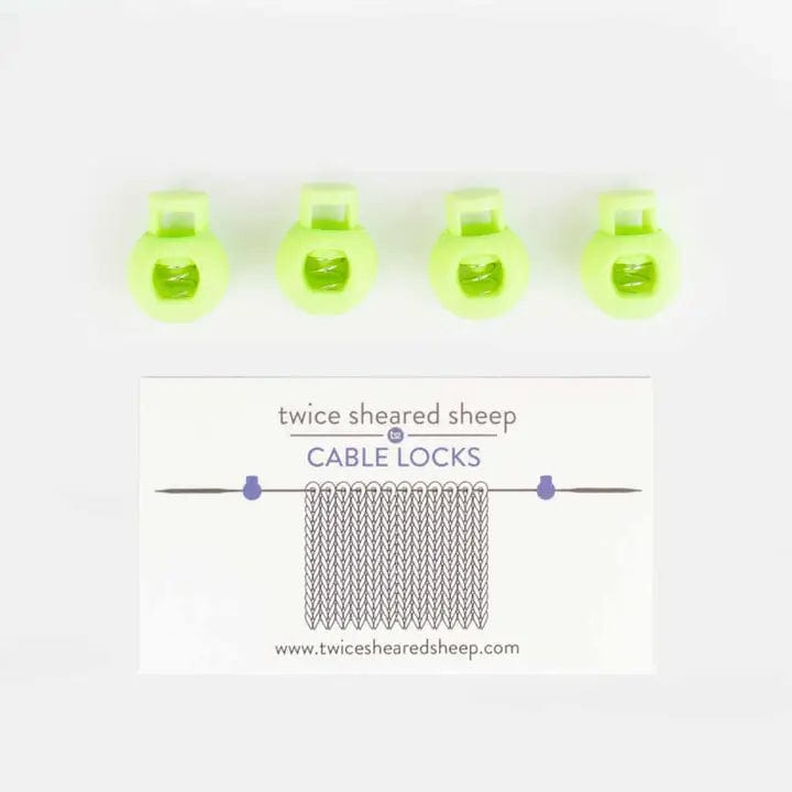 Twice Sheared Sheep Lime - Large (up to US 10.5) Cable Locks - Circular Needle Cord Stops - 2 Pair Notions and Tools