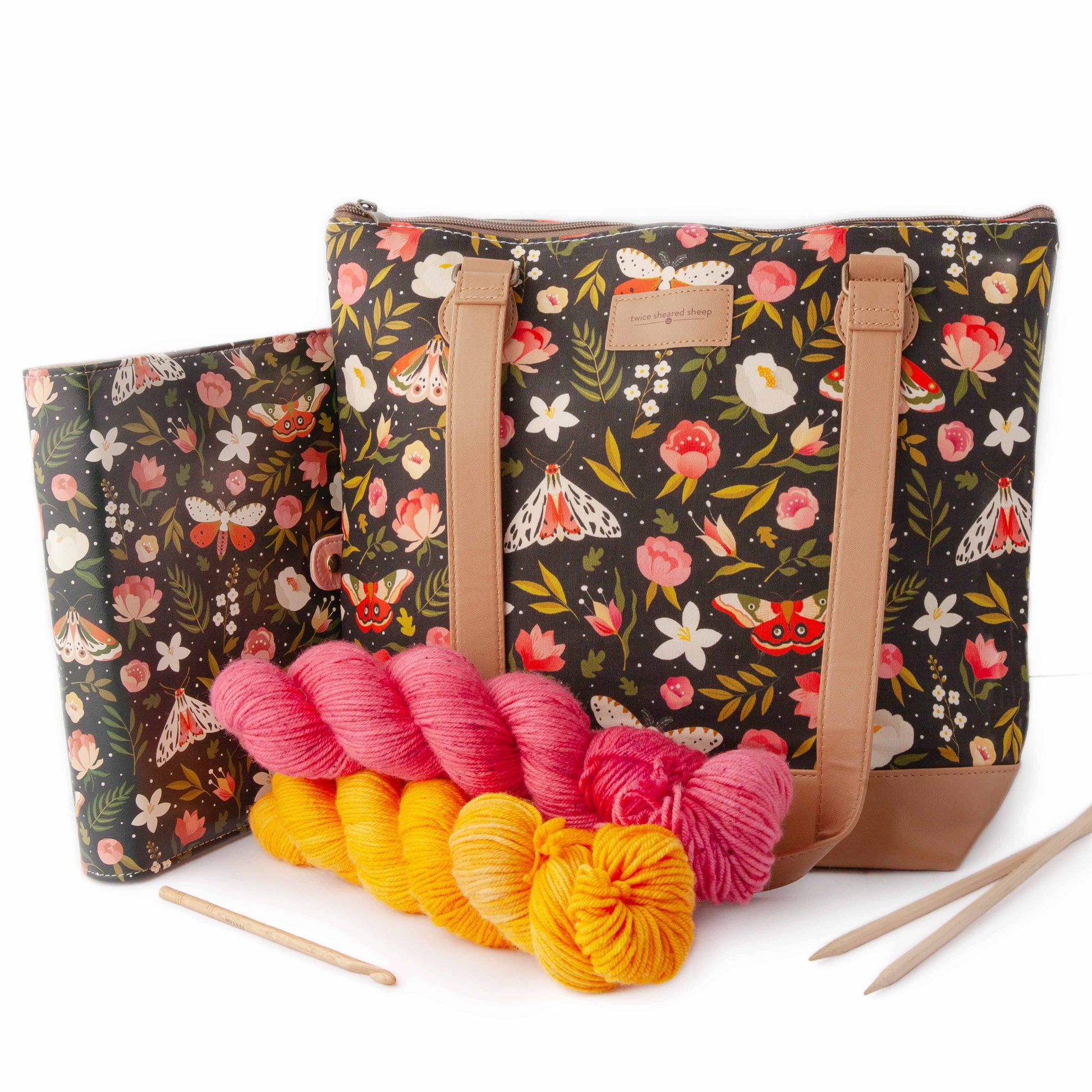 Twice Sheared Sheep Night Forest Mega Trinity Bag – Large Zippered Knitting Project Bag Tote Bags