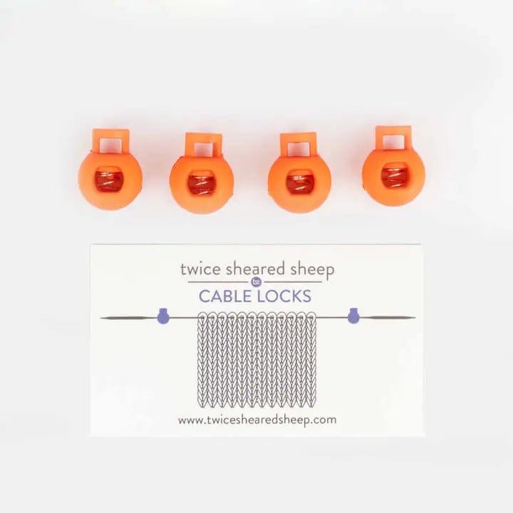 Twice Sheared Sheep Orange - Medium (up to US 8) Cable Locks - Circular Needle Cord Stops - 2 Pair Notions and Tools