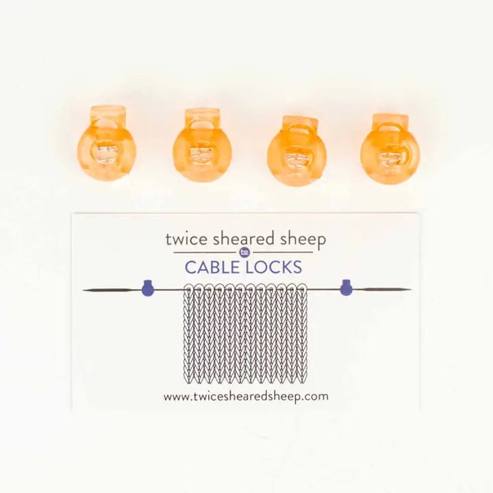 Twice Sheared Sheep Orange - Small (up to US 4) Cable Locks - Circular Needle Cord Stops - 2 Pair Notions and Tools
