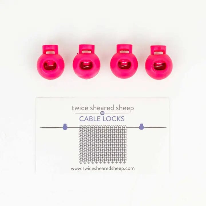 Twice Sheared Sheep Pink - Large (up to US 10.5) Cable Locks - Circular Needle Cord Stops - 2 Pair Notions and Tools