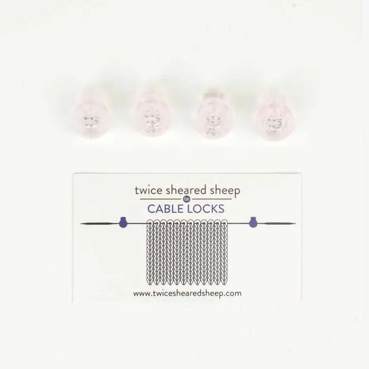 Twice Sheared Sheep Pink - Small (up to US 4) Cable Locks - Circular Needle Cord Stops - 2 Pair Notions and Tools
