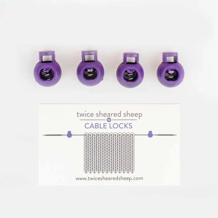 Twice Sheared Sheep Purple - Large (up to US 10.5) Cable Locks - Circular Needle Cord Stops - 2 Pair Notions and Tools