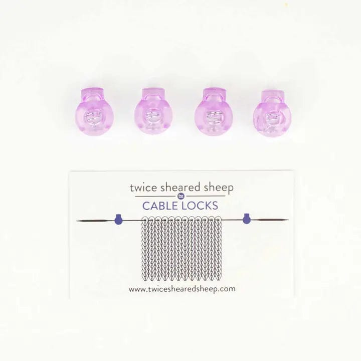 Twice Sheared Sheep Purple - Small (up to US 4) Cable Locks - Circular Needle Cord Stops - 2 Pair Notions and Tools