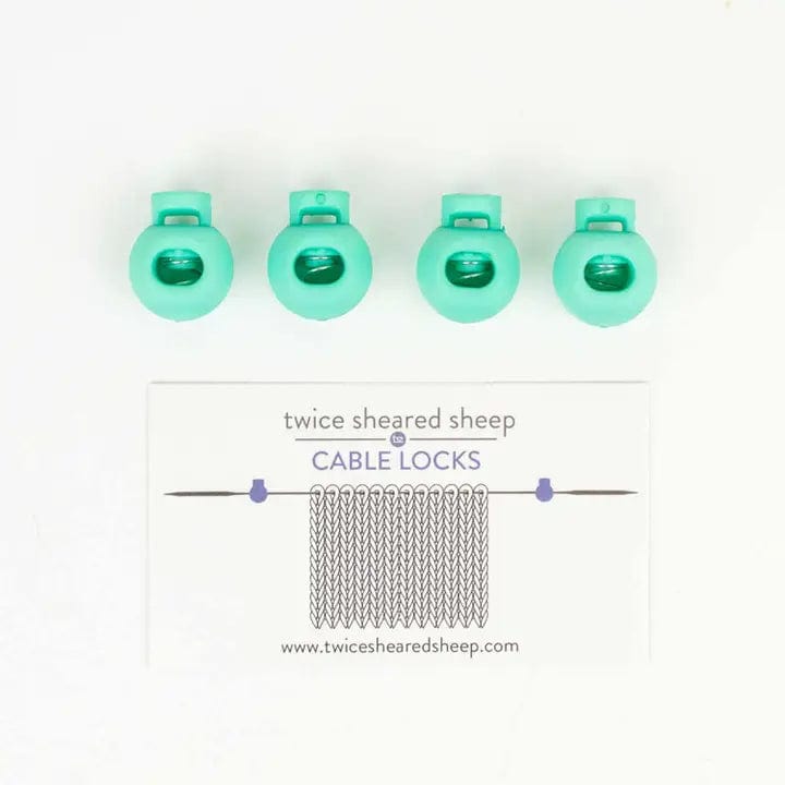Twice Sheared Sheep Seafoam - Large (up to US 10.5) Cable Locks - Circular Needle Cord Stops - 2 Pair Notions and Tools
