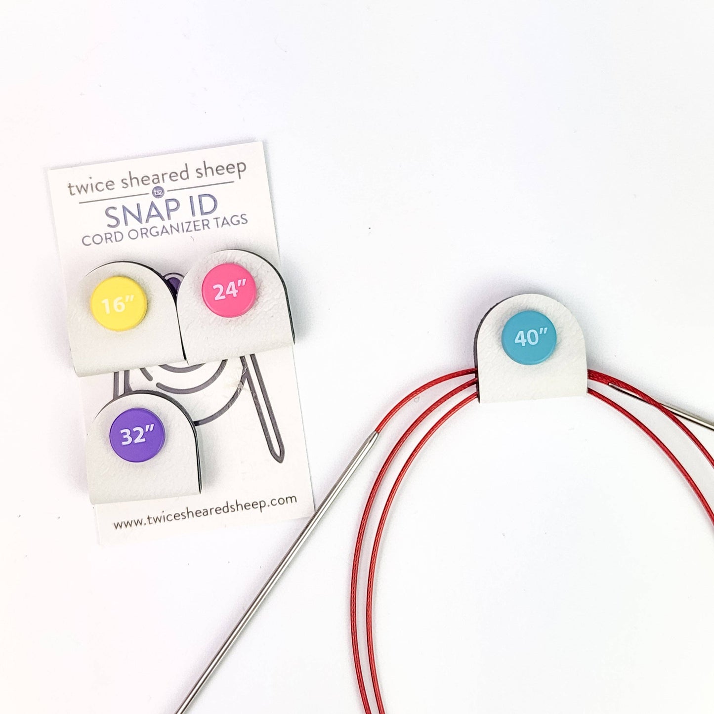 Twice Sheared Sheep Snap ID Cord Organizer Tags Needle Holders