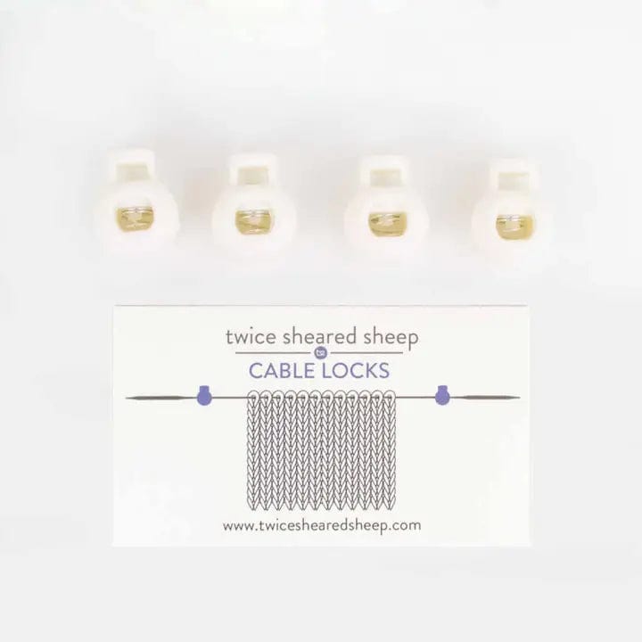 Twice Sheared Sheep White - Medium (up to US 8) Cable Locks - Circular Needle Cord Stops - 2 Pair Notions and Tools