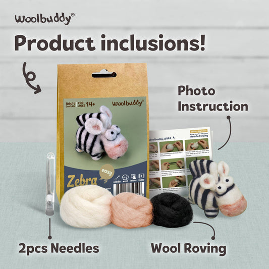 Woolbuddy DIY Needle Felting Kit - Zebra