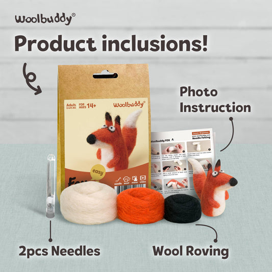 Woolbuddy Needle Felting Kit – Wool fox DIY Craft Kit for Beginners