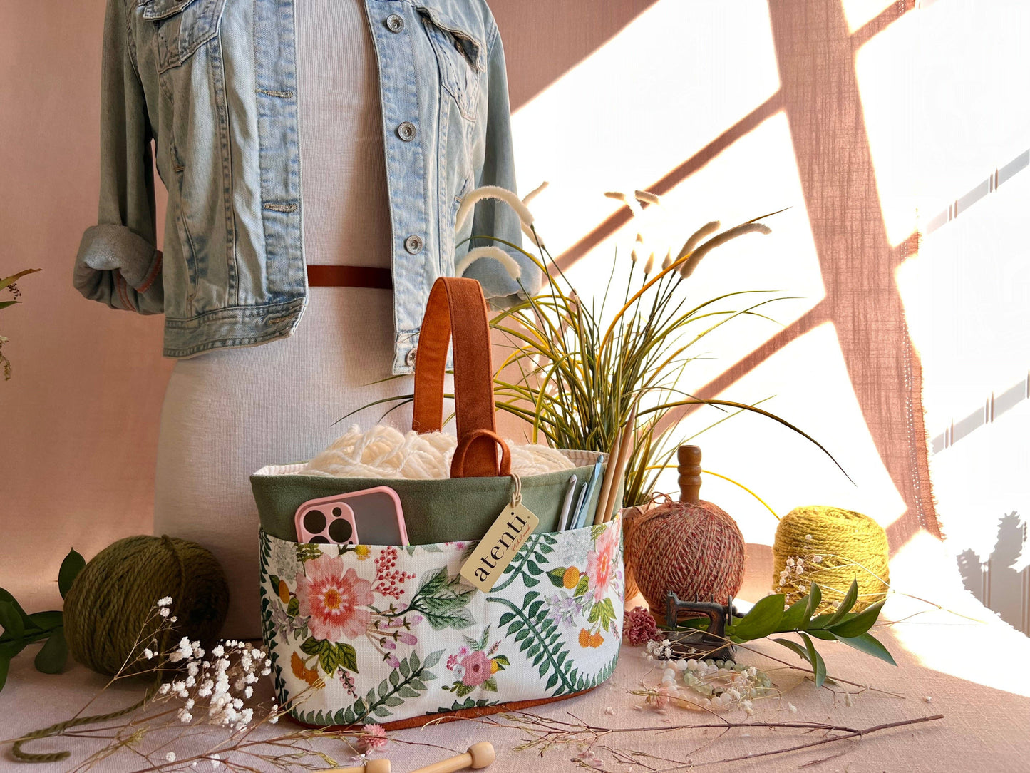 Atenti Florence Caddy– Handmade USA Yarn & Notions Organizer, Atenti Project Bag
