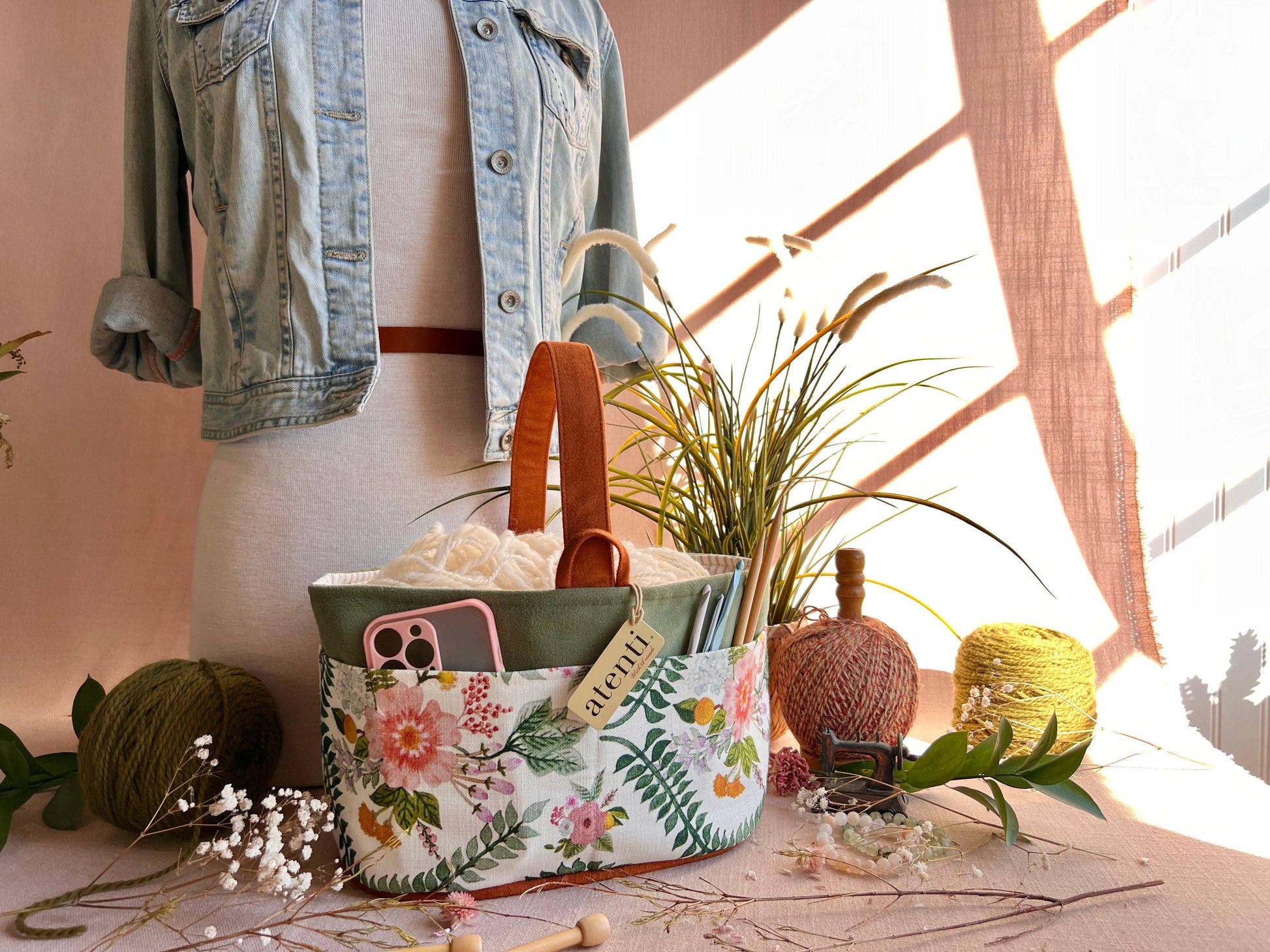 Atenti Florence Caddy– Handmade USA Yarn & Notions Organizer, Atenti Project Bag